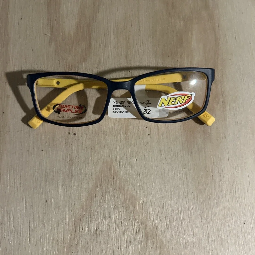 NERF RECON YOUTH SQAURE EYEGLASS FRAMES Navy/Yellow 50-16-135 Full Rim GLASSES